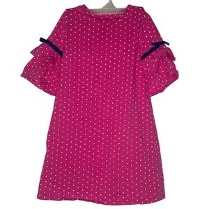 Girls Sz 6 Pink Polka‎ Dot Crown & Ivy Ruffle Sleeve Dress